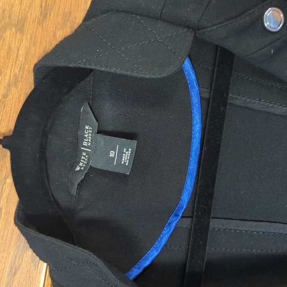 White House Black Market Black And Silver Embellished Motorcycle Jacket Size 10 - Picture 2 of 7